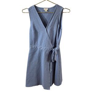 J. by J.Crew Blue Textured Knit Sleeveless Wrap Tie Waist Dress XS